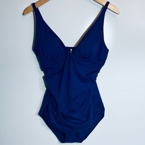 Tommy Bahama Pearl Solids One Piece swimsuit sz 16 solid Blue